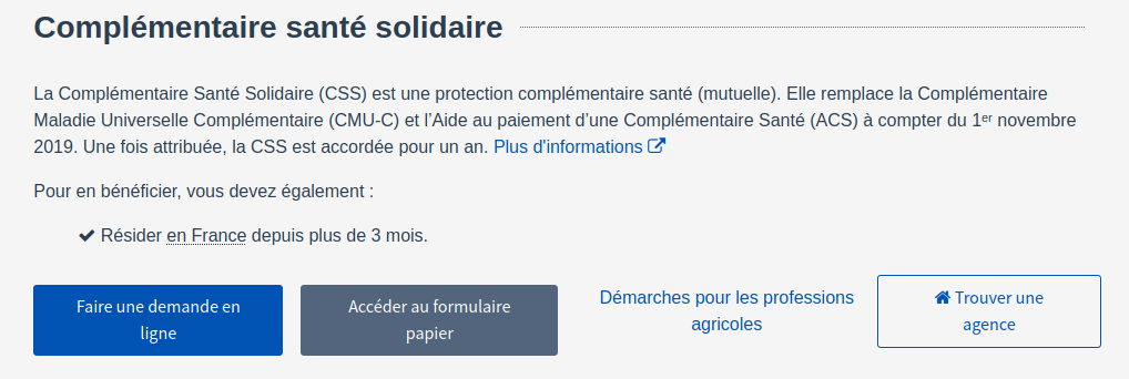 Extrait de la page de résultats avec les liens pour aller plus loin dans les démarches