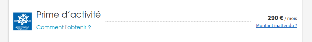 Extrait de la page de résultats avec la mention «&nbsp;Montant inattendu&nbsp;?&nbsp;»