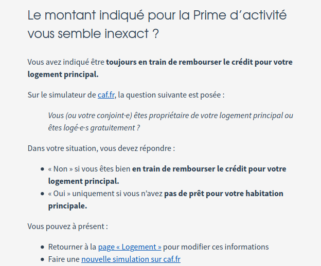 Capture d'écran de la page dédiée avec les explications