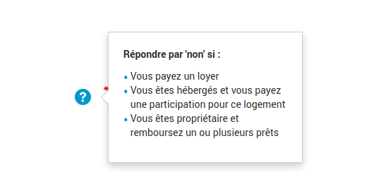 Capture d'écran de l'infobulle du simulateur de la CAF